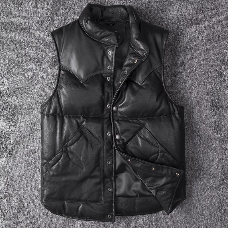 Men's Slim Fit Leather Jacket  - Leather Work Vest 评论和价格