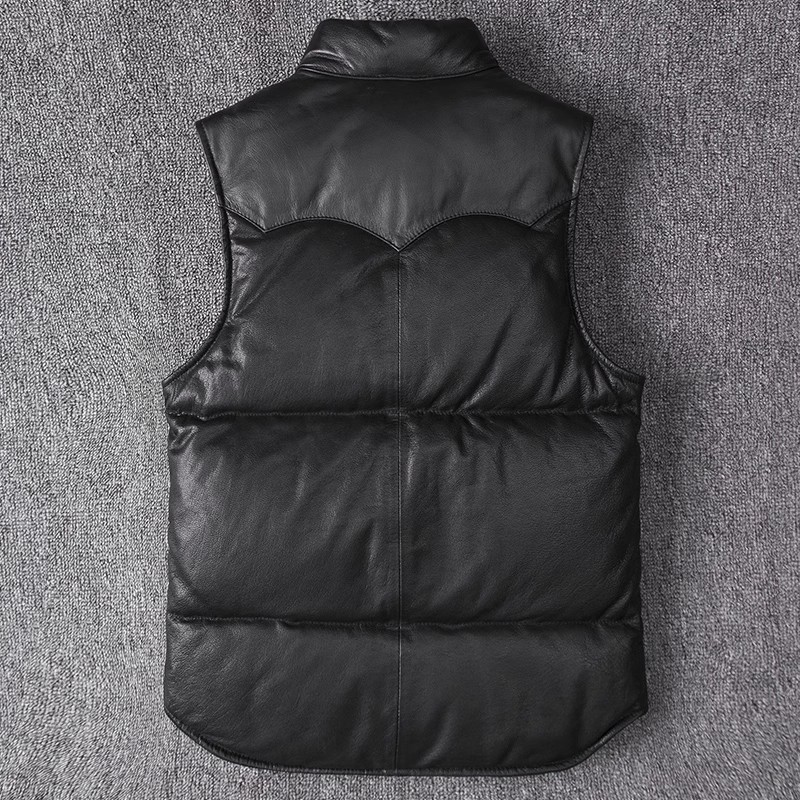 Men's Slim Fit Leather Jacket  - Leather Work Vest 评论和价格