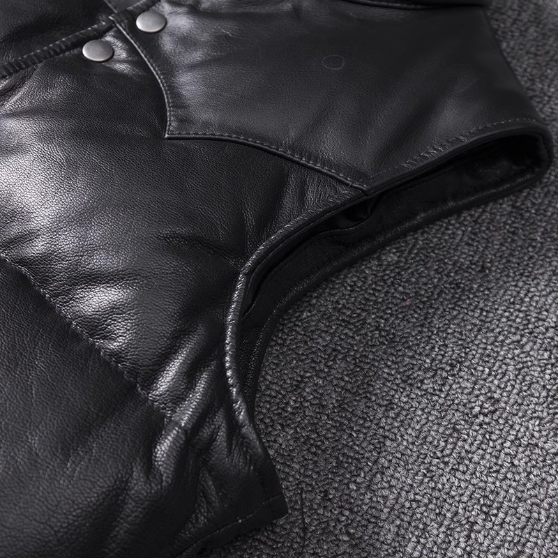Men's Slim Fit Leather Jacket  - Leather Work Vest 评论和价格