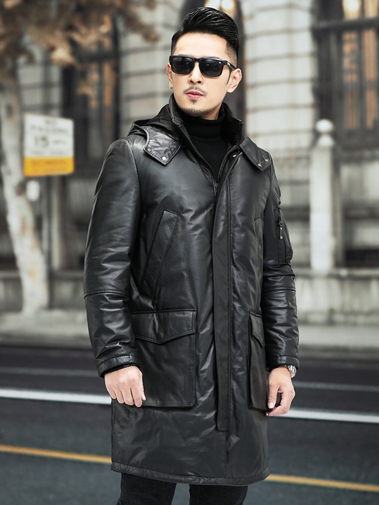 Winter Men Warm Cowhide Genuin - Leather Work Jacket Mens 评论和价格