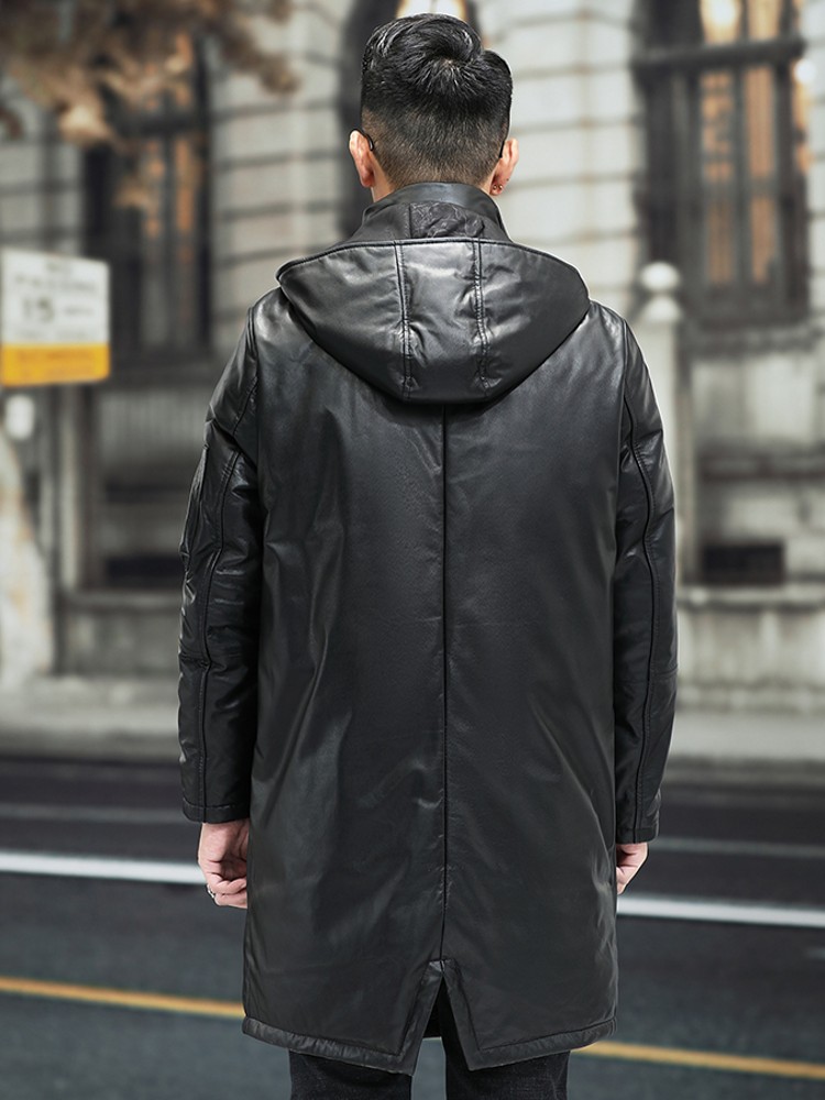 Winter Men Warm Cowhide Genuin - Leather Work Jacket Mens 评论和价格