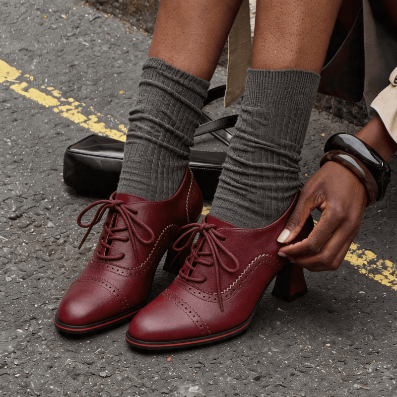 Women’s Faux Leather Brogue Ox - Leather Work Oxfords 评论和价格