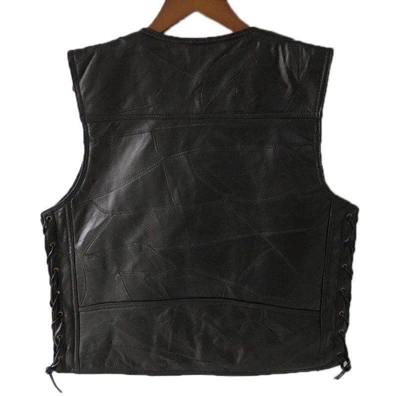 2025 Black Leather Motorcycle  - Leather Work Vest 评论和价格